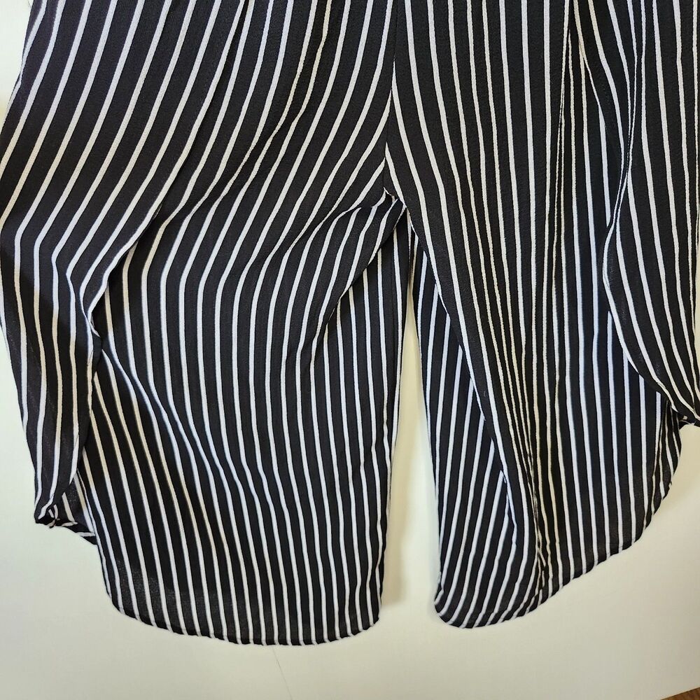 Favlux Black White Stripe Off Shoulder Jumpsuit Small Ruffle TulipHem Sleeveless - Picture 3 of 16